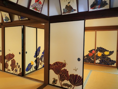 The Kachoden Hall is decorated with plaques of 36 waka master poets of the Heian period (794-1185).