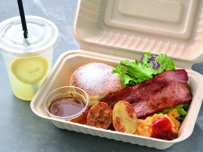 Take-out available except for cream items and eggs benedict. Stylish and comes in a cute box.