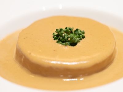 Red and white French Oden Daikon Radish Porcini Mushroom Cream Sauce 264 yen.